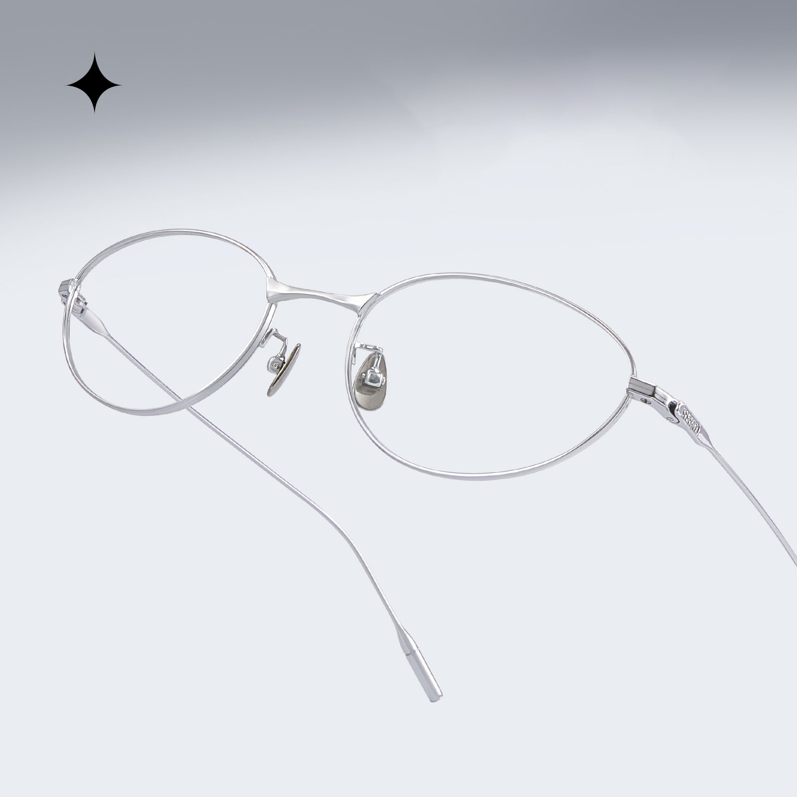 Fade Oval Cat-Eye Color Rich แว่นตาไทเทเนียมบริสุทธิ์