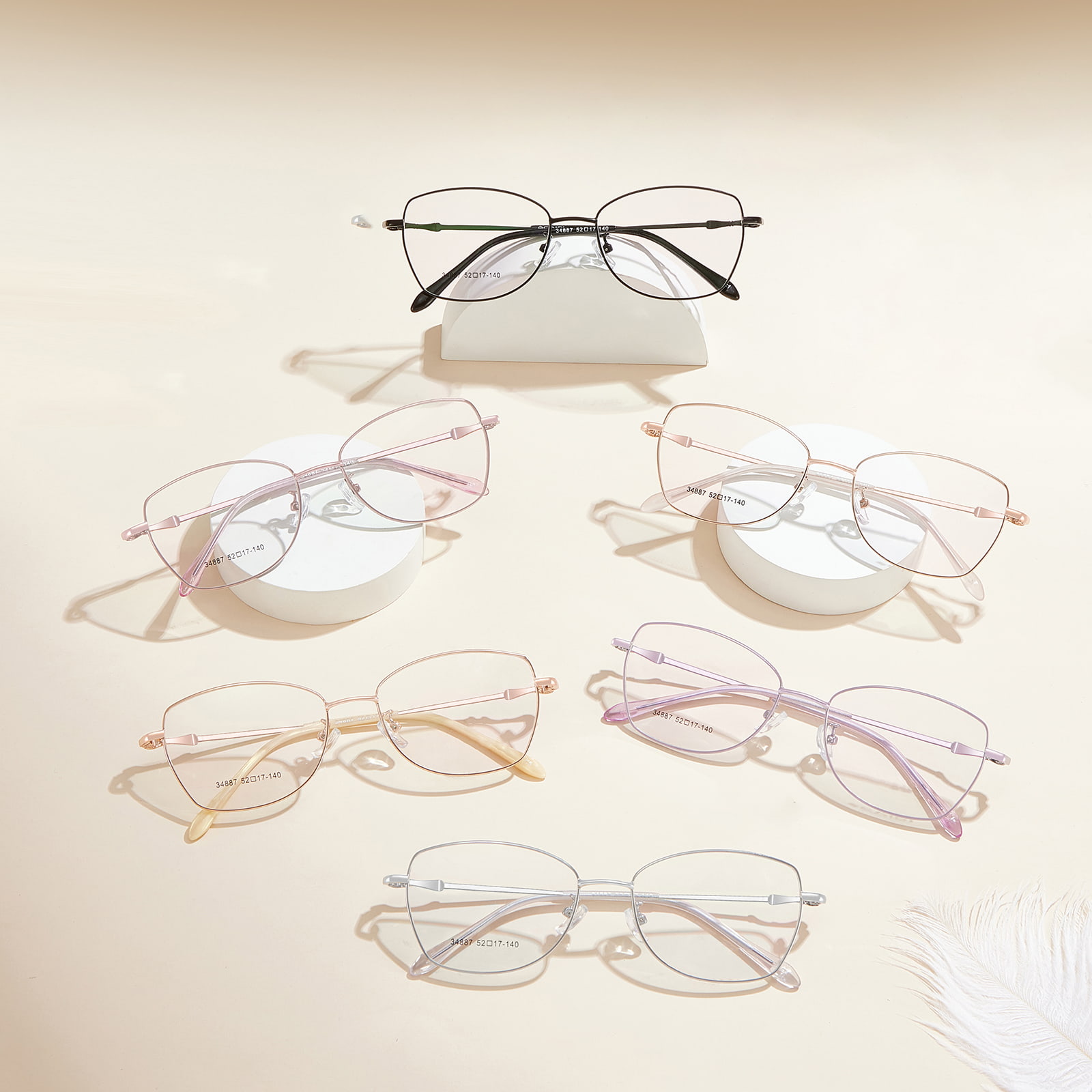 34887 แว่นตาโลหะผสมที่ใส่สบายและปราศจากสารก่อภูมิแพ้