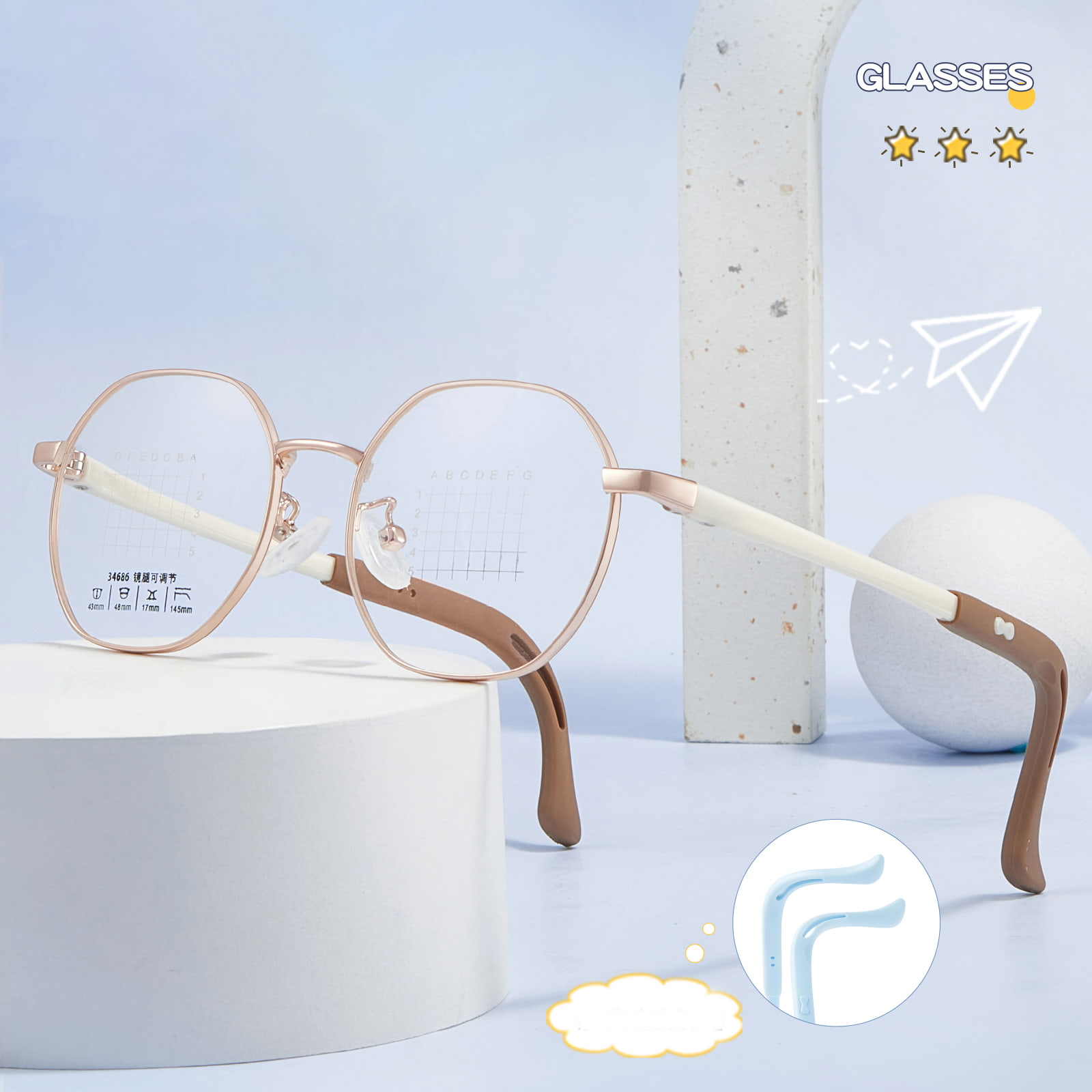 34686 แว่นตา Youth Polygonal Alloy