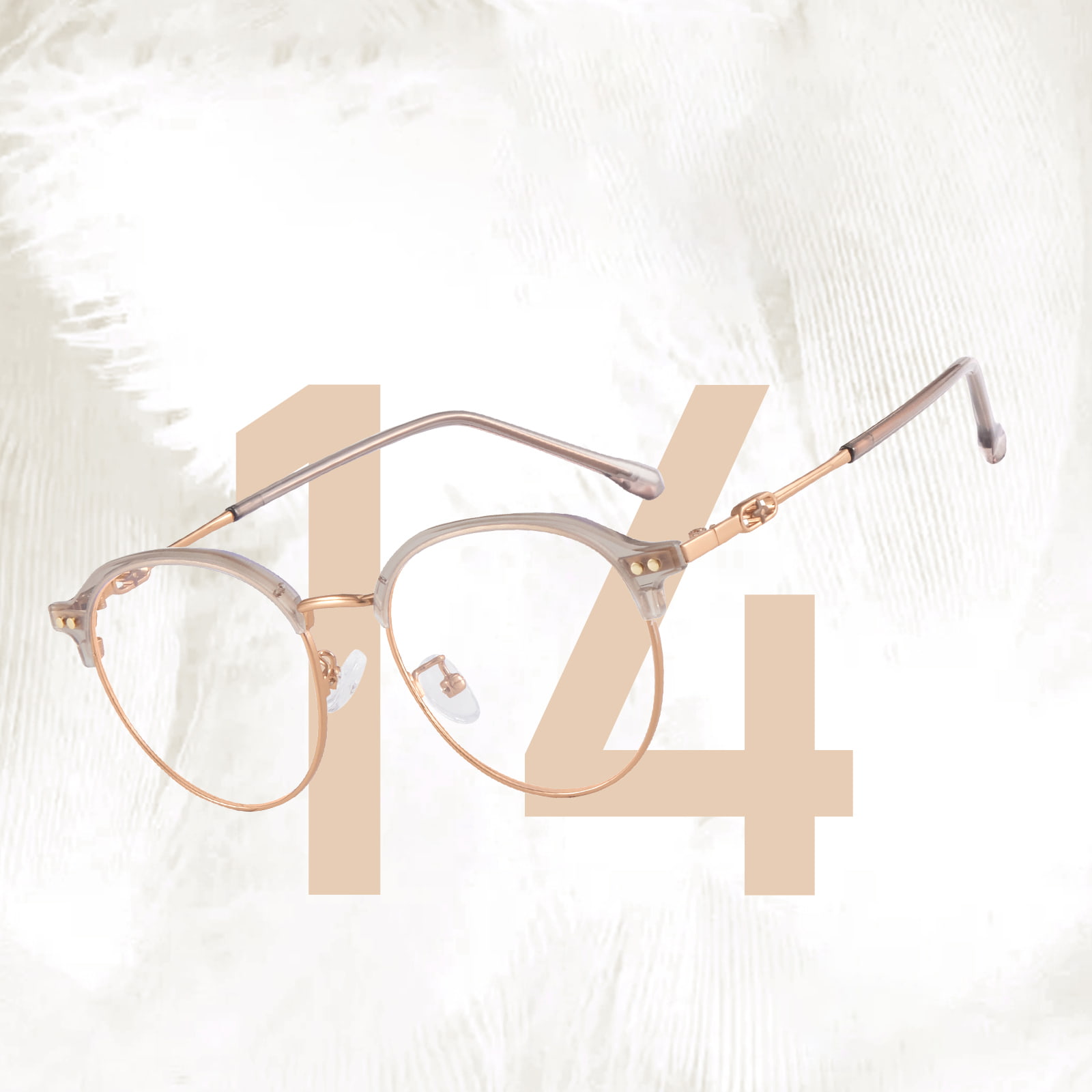 210131 แว่นกรองแสงสีฟ้าแบบ Round Frame Cross Casting